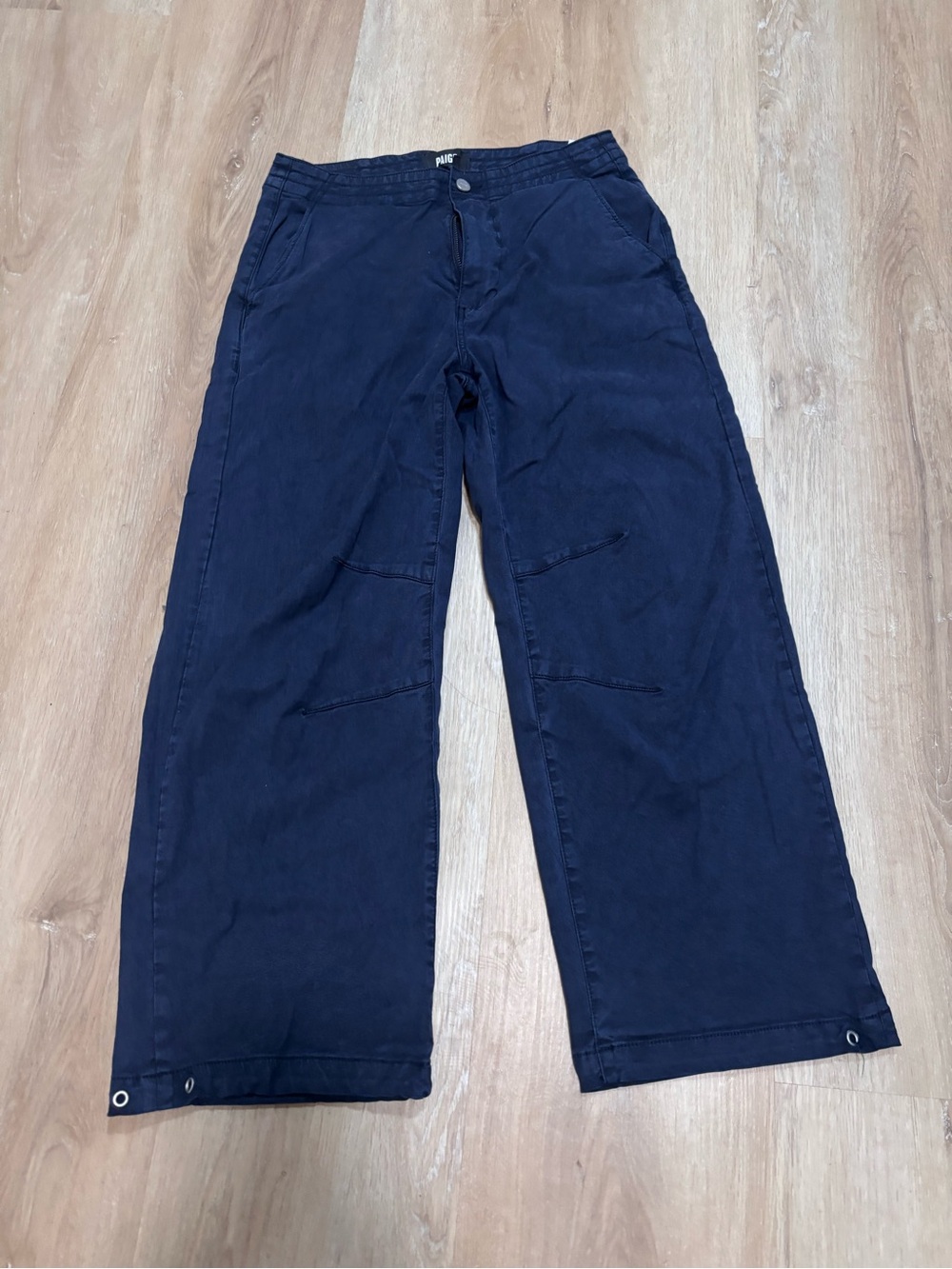 PAIGE Navy Wide Straight Cargo Trousers size 27